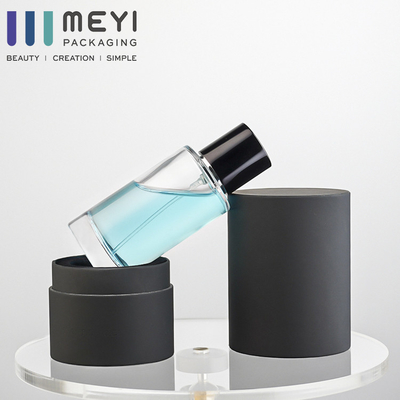 Empty Cylinder Transparent  Perfume Bottle Glass With Magnetic Cap 50 Ml With Gift Box