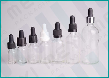 5ml 30ml 100ml Transparent Glass Dropper Bottles For Cosmetic Oil / Lotion