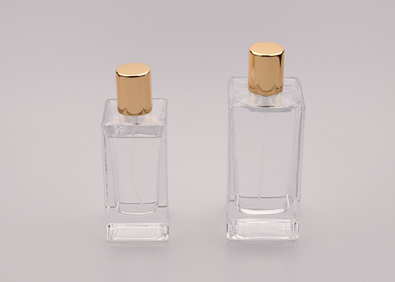 Cosmetic 50ml Square Glass Bottles Jars With Lids Cylinder Shape