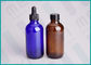 Boston Round Blue / Amber Glass Dropper Bottles With Childproof Droppers