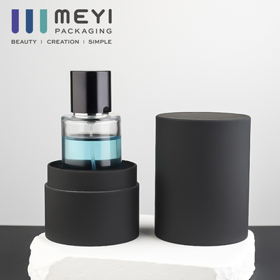 Empty Cylinder Transparent  Perfume Bottle Glass With Magnetic Cap 50 Ml With Gift Box